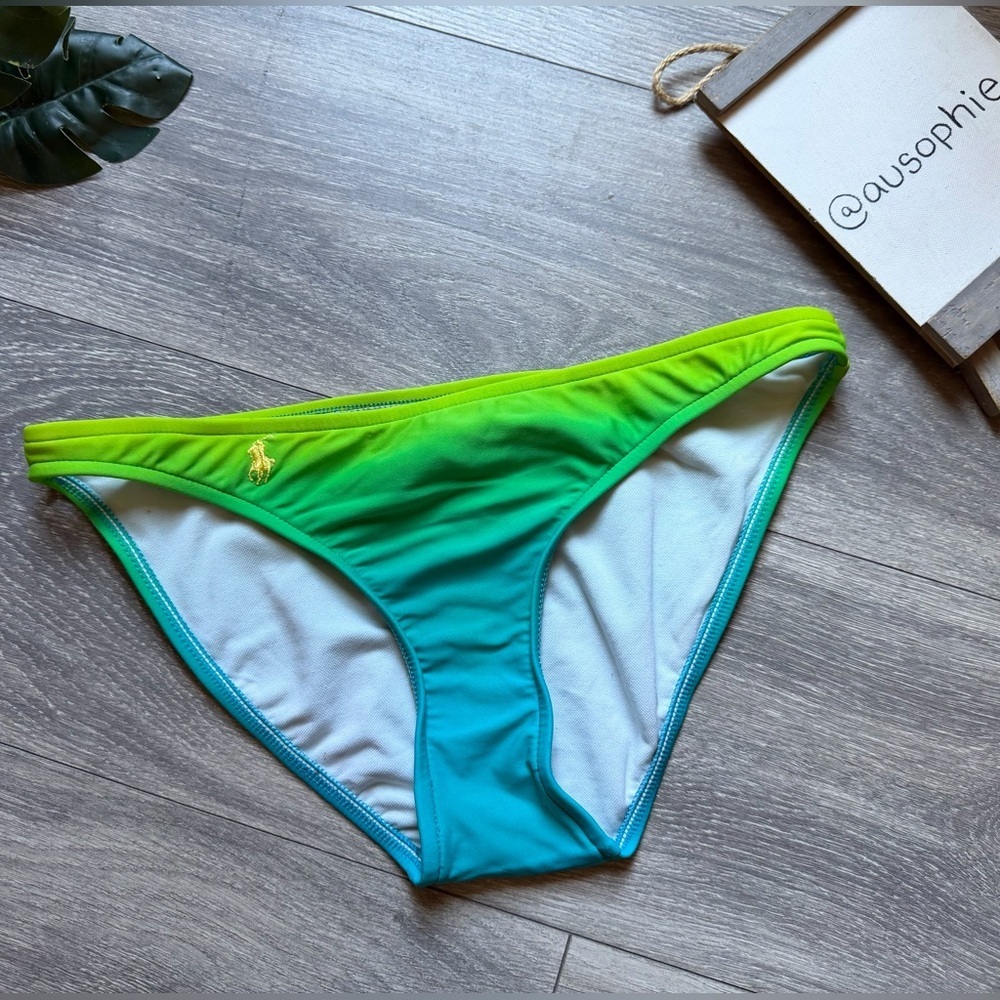 Ralph Lauren Blue & Green Ombre Gradient Bikini Bottom. Size S